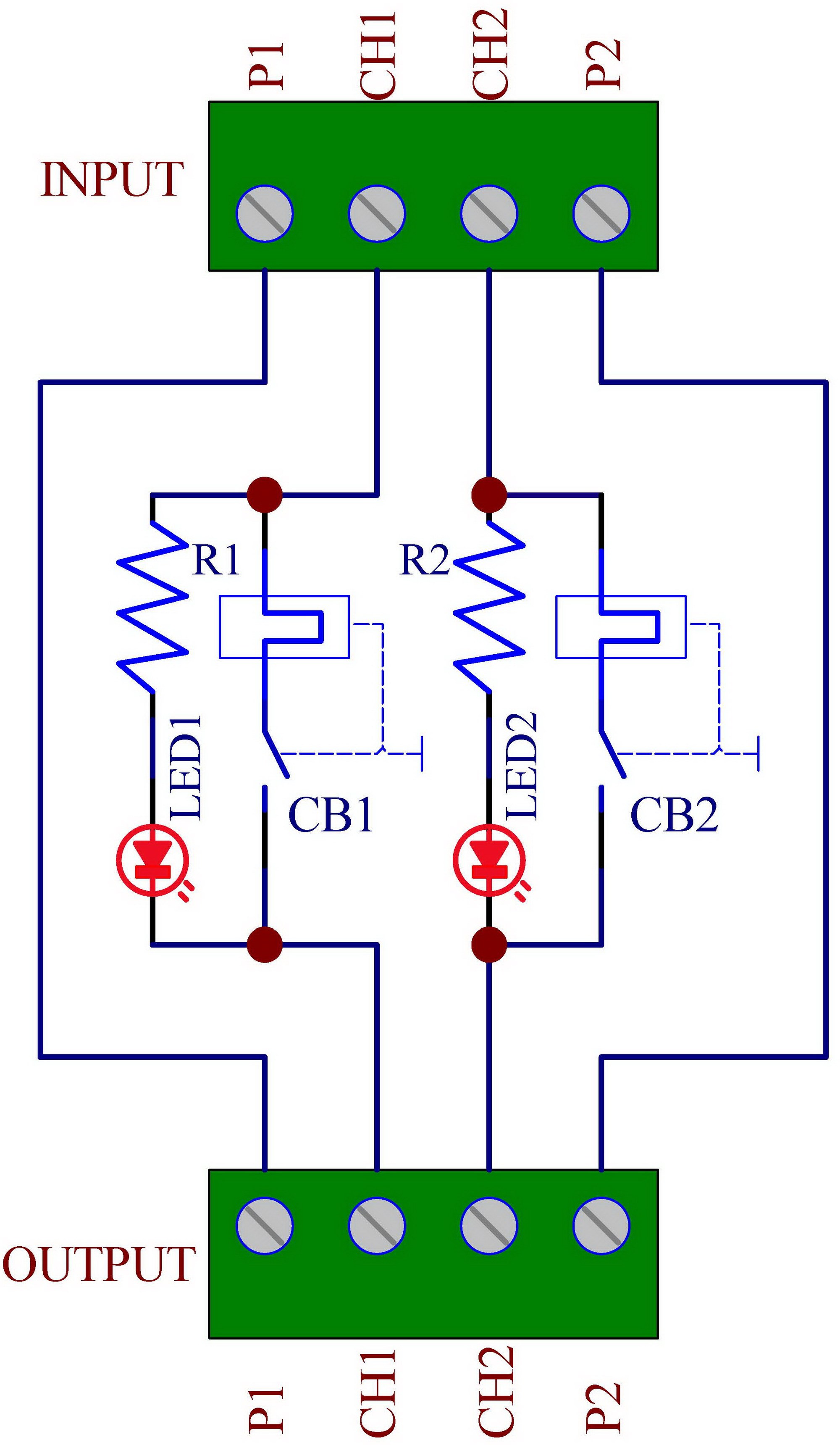 Panel Mount 2 Channel Thermal Circuit Breaker Module, with 2 Direct Connection Terminal.