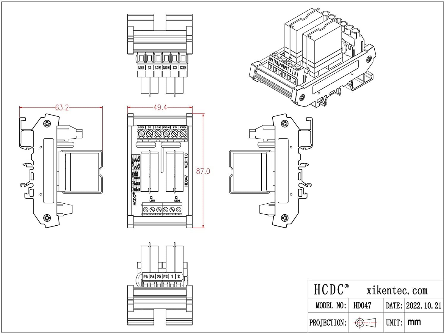 AC/DC 24V Coil 2-SPDT Pluggable Power Relay Module, 16A 250VAC/30VDC