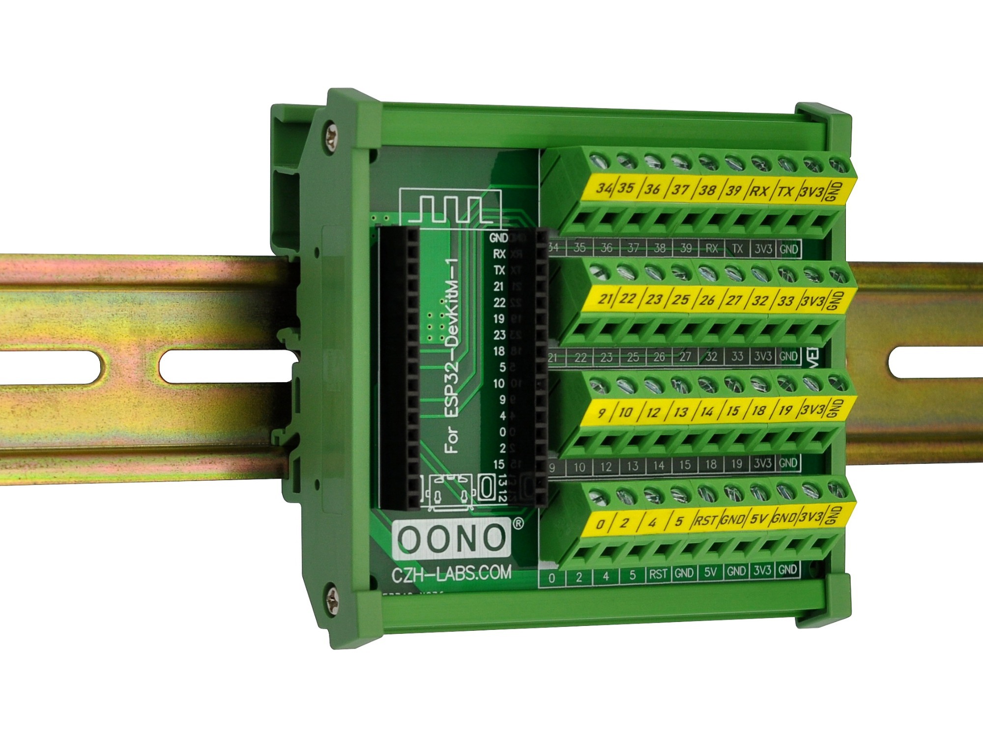 DIN Rail Mount Screw Terminal Block Breakout Module Board for ESP32-DevKitM-1