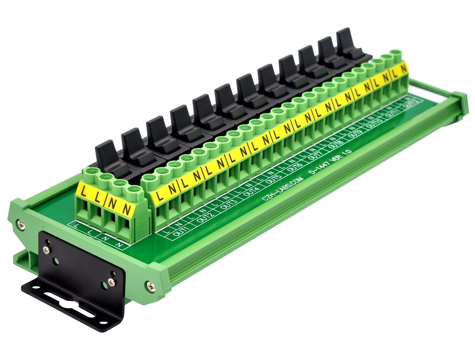 Wall Mount 12 Channel Paddle Rocker Switch AC 115V 230V Power Distribution Strip Module