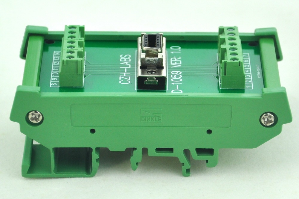CZH-LABS DIN Rail Mount 14-pin 0.05" Mini D Ribbon/MDR Female Interface Module, SCSI.