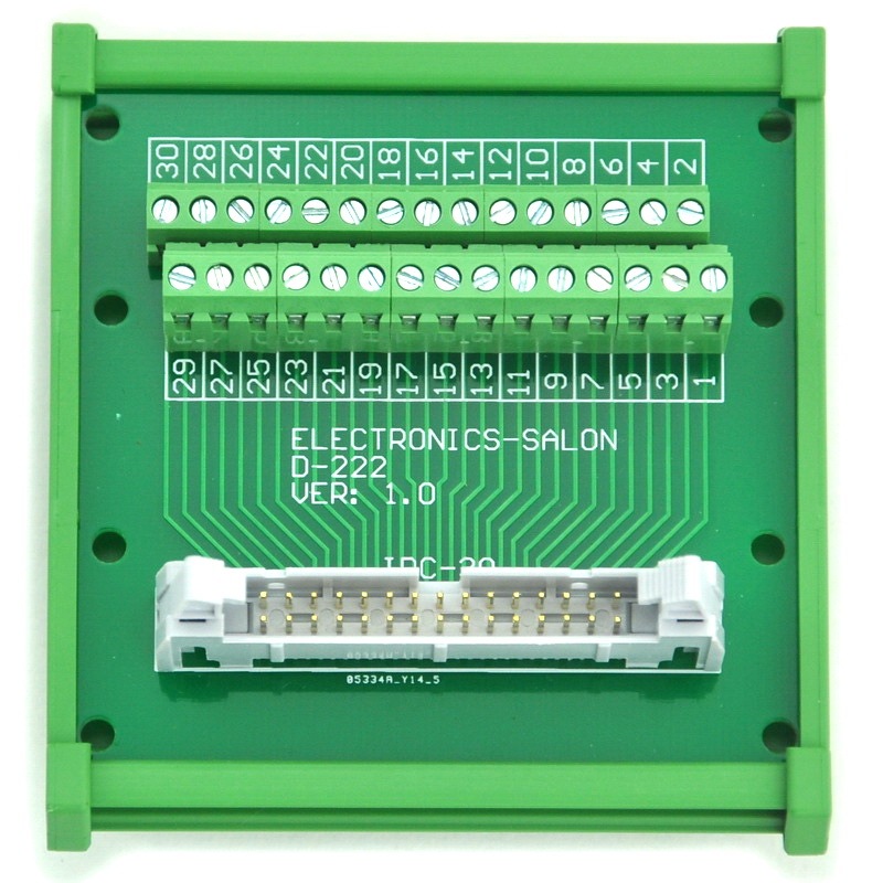 ELECTRONICS-SALON IDC-30 DIN Rail Mounted Interface Module, Breakout Board, Terminal Block.