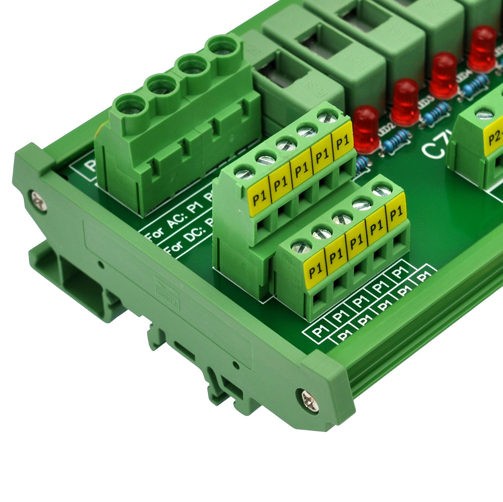 CZH-LABS DIN Rail Mount 80~140VAC 10 Position Power Distribution Fuse Module Board.