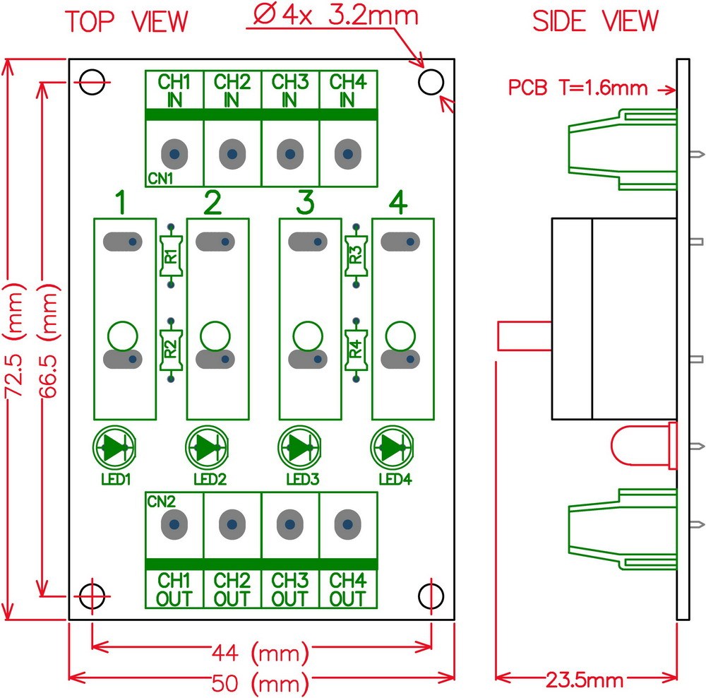 Panel Mount Independent 4 Channels Thermal Circuit Breaker Module.