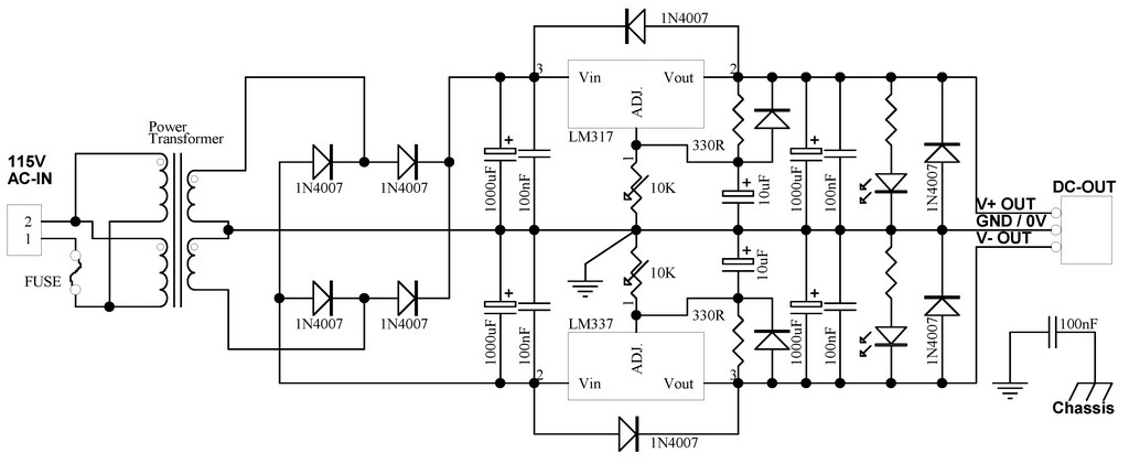CZH-LABS In AC115V Out Positive/Negative DC1.25~15.8V Adjustable Voltage Regulator.