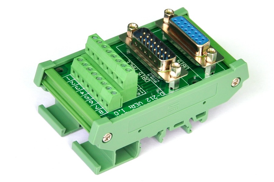 ELECTRONICS-SALON DIN Rail Mount D-SUB DB15 Male/Female Header Interface Module, DSUB Breakout Board.
