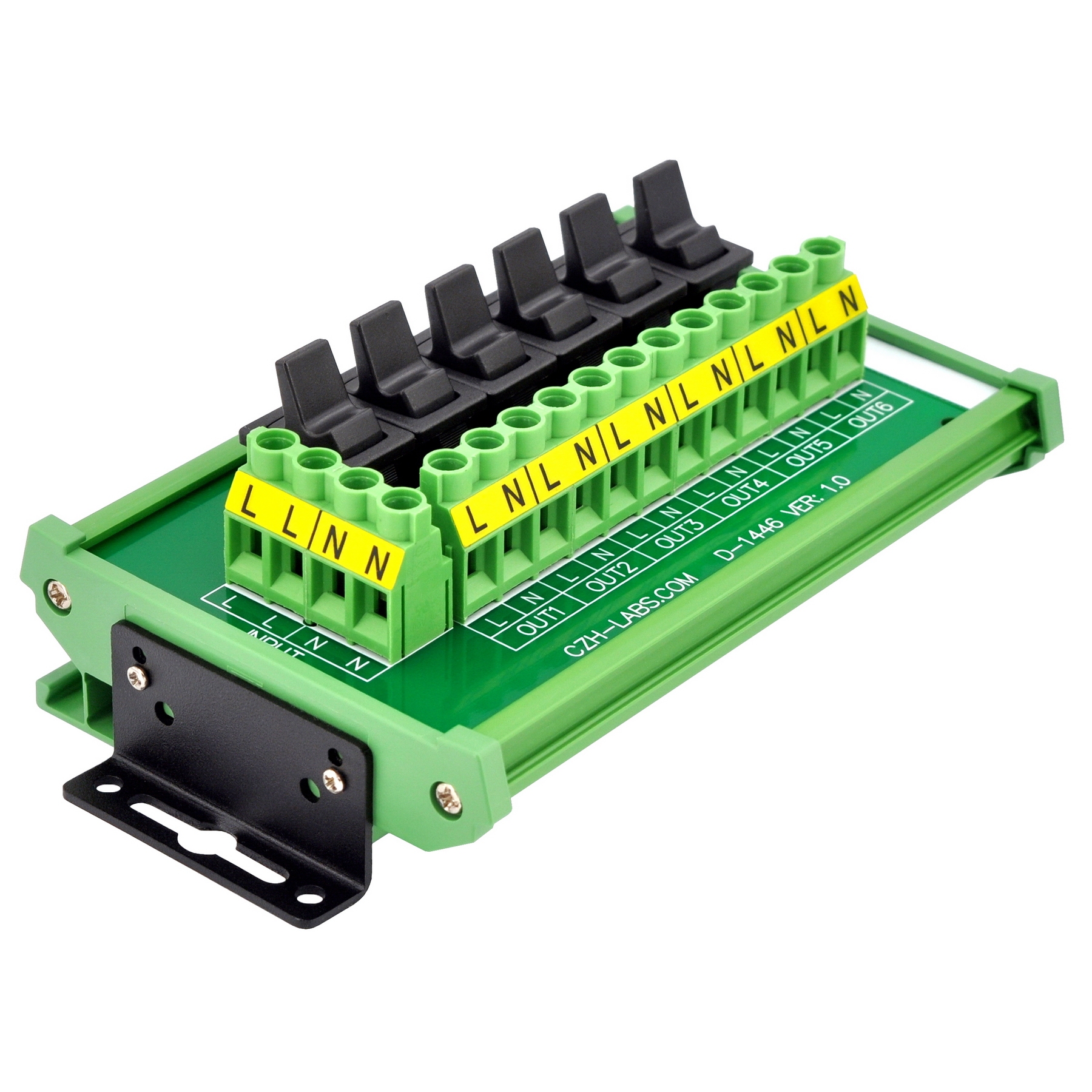 Wall Mount 6 Channel Paddle Rocker Switch AC 115V 230V Power Distribution Strip Module