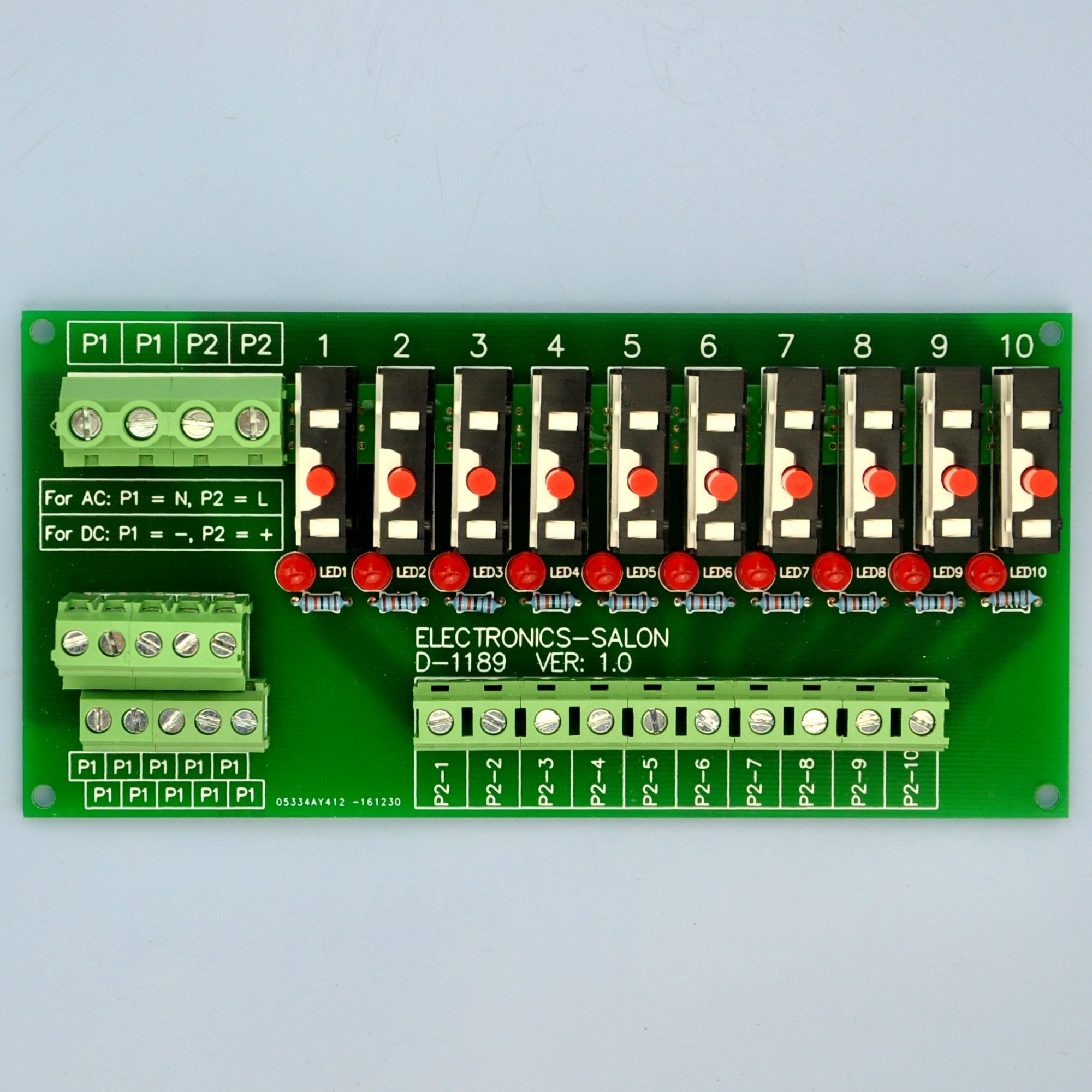 Panel Mount 10 Position Thermal Circuit Breaker Power Distribution Module.