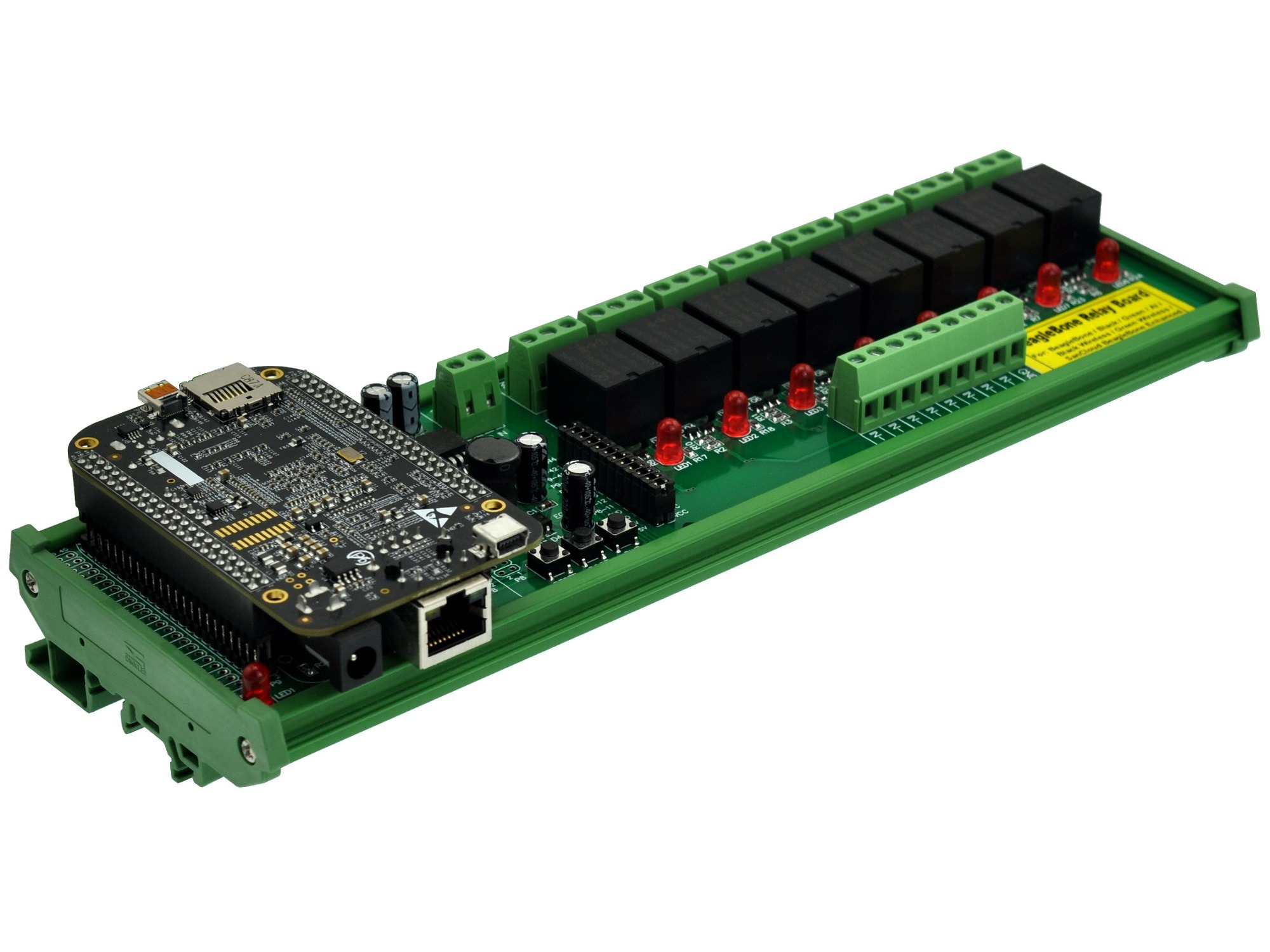 DIN Rail Mount 8 SPDT IoT Power Relay Module for BeagleBone Black