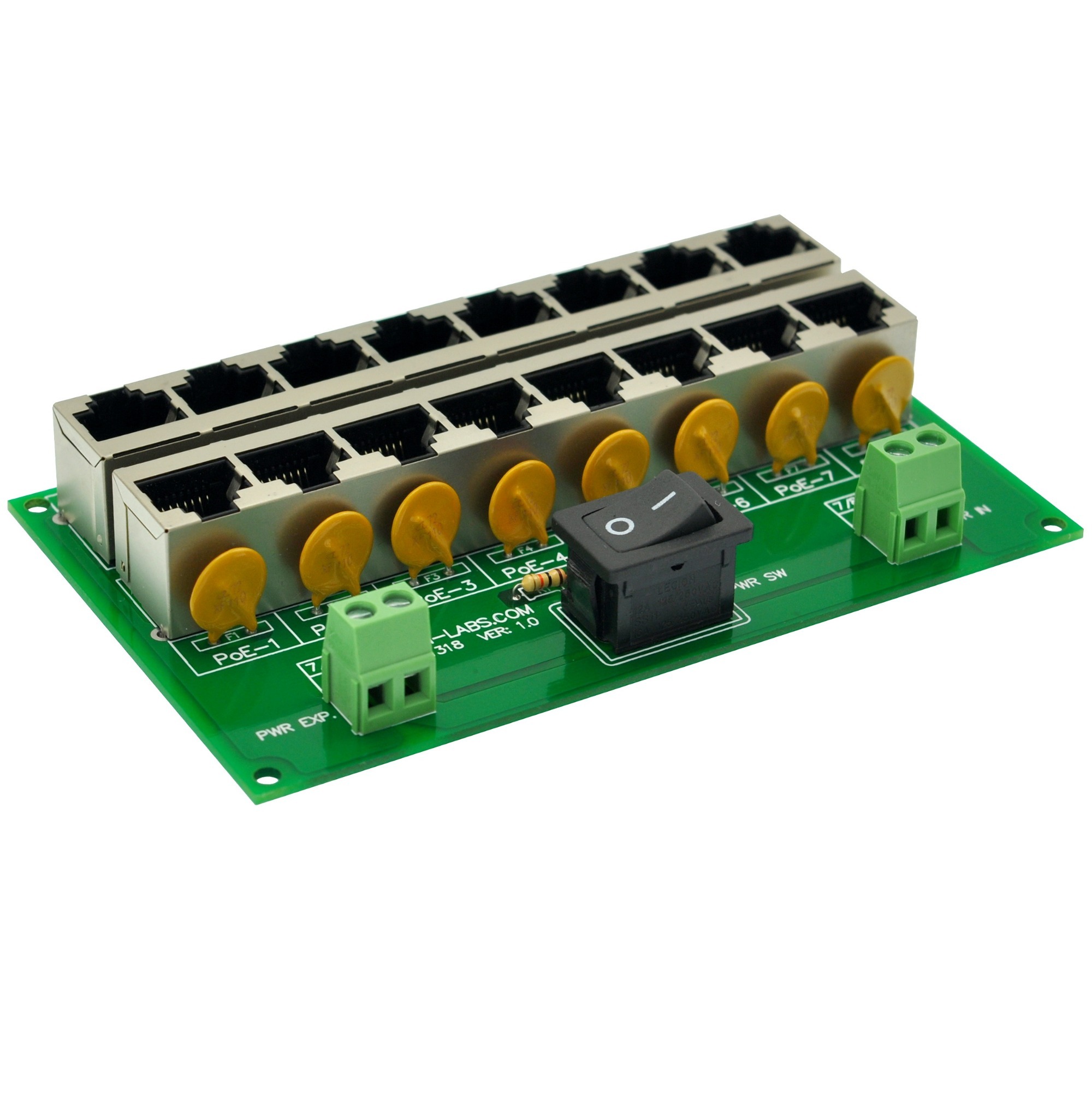 CZH-LABS 8 Ports Passive RJ45 PoE Power Injection Board, Power Over Ethernet Injector Module.