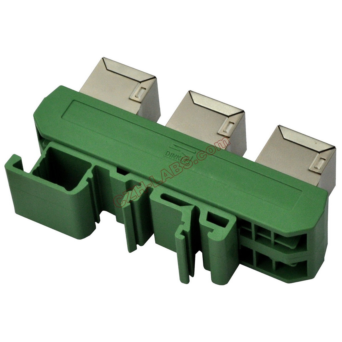 Slim DIN Rail Mount RJ50 10P10C 3 Jacks Splitter Buss Board Interface Module.