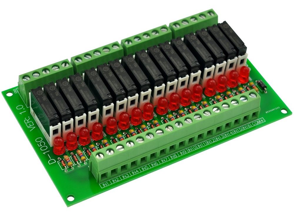 CZH-LABS Slim Panel Mount DC12V Sink/NPN 16 SPST-NO 5A Power Relay Module, APAN3112