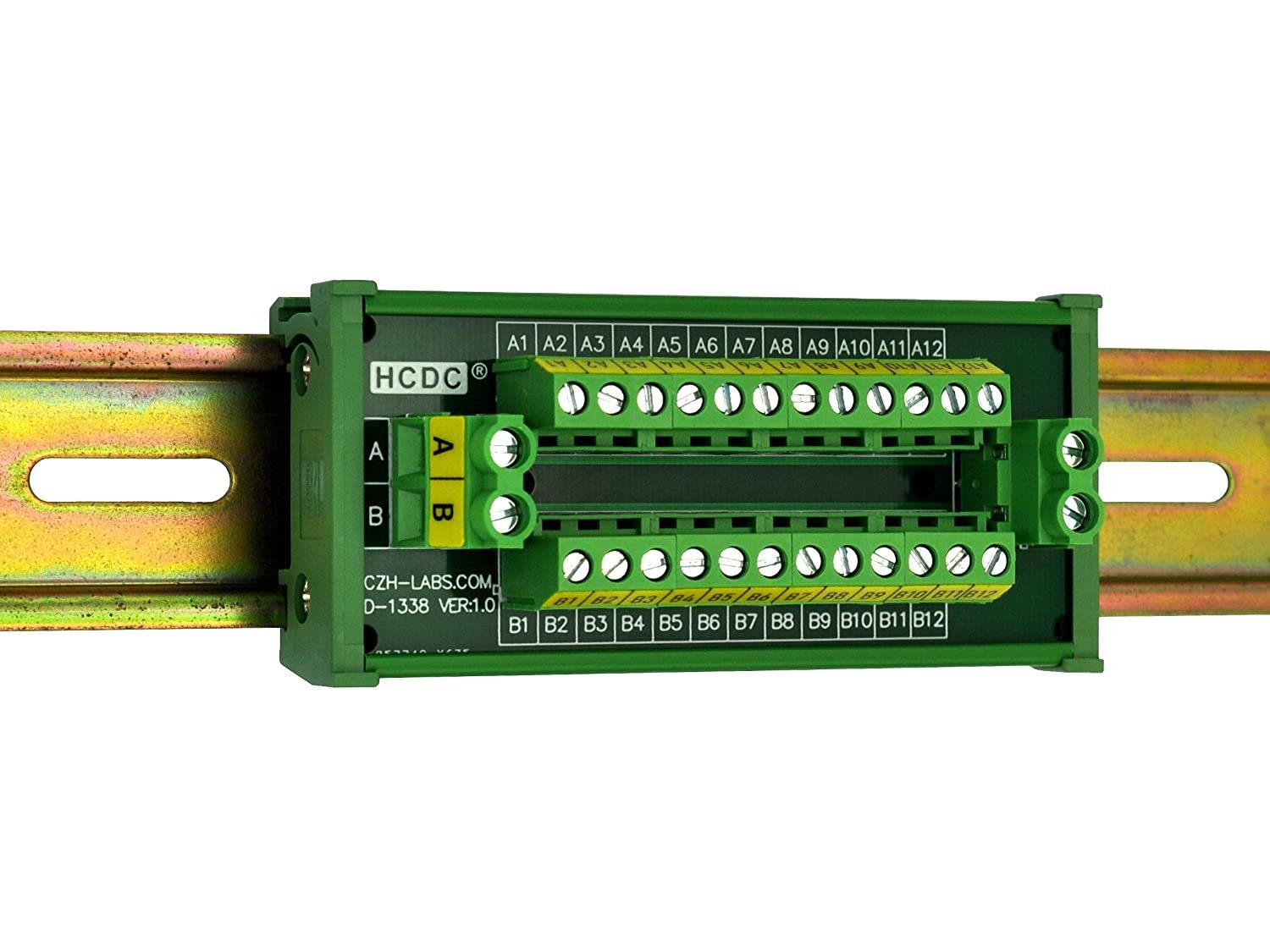 30Amp/300V 2x12 Position Terminal Block Distribution Module (DIN Rail Mount)