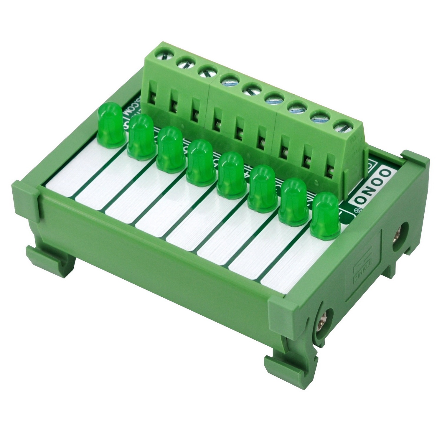 DIN Rail Mount 8 Green LED Indicator Light Module, Support 5-50VDC Common Positive and Negative