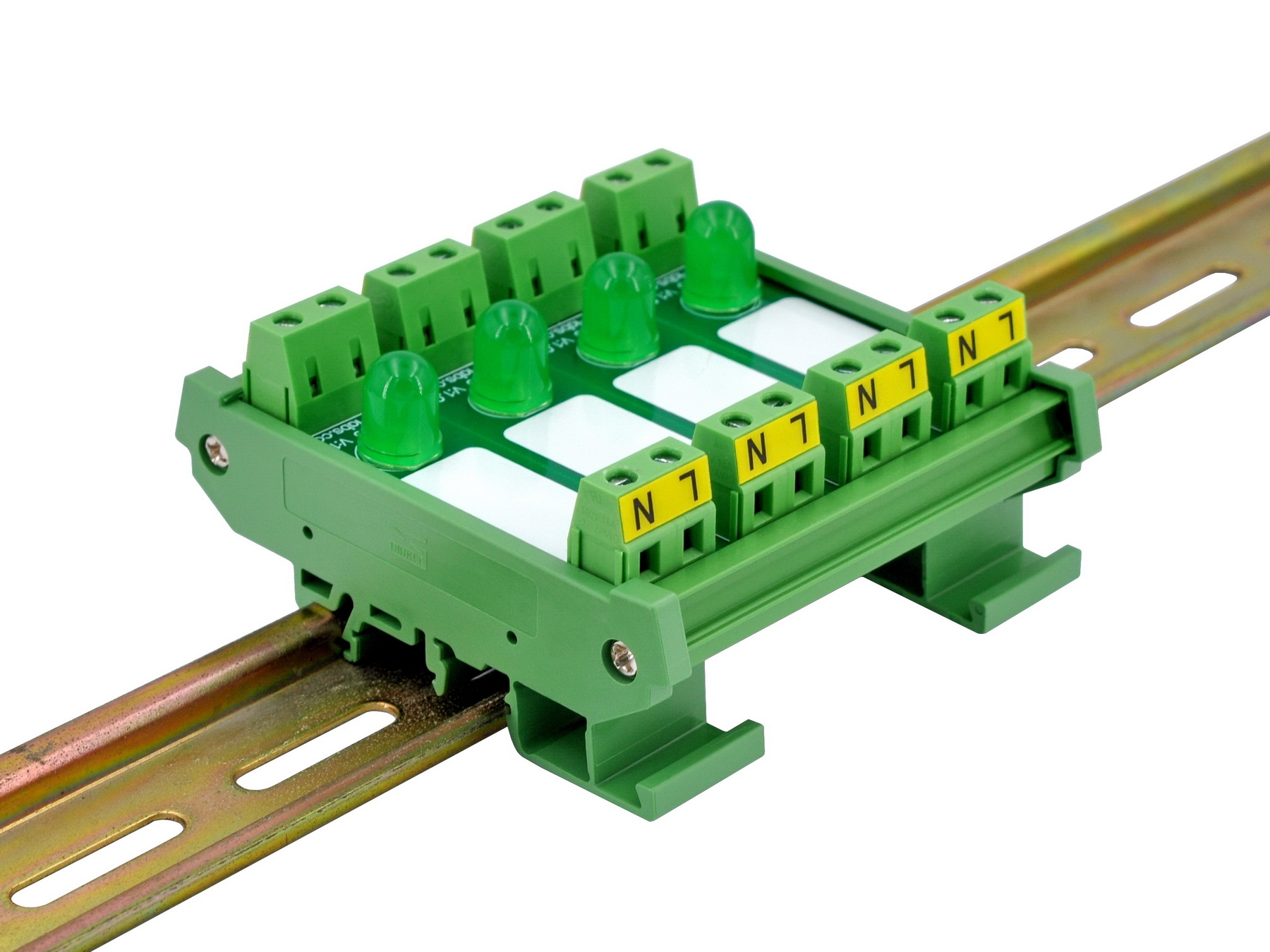 DIN Rail Mount AC 60-280V 4 Channel Green 10mm LED Indicator Light Module