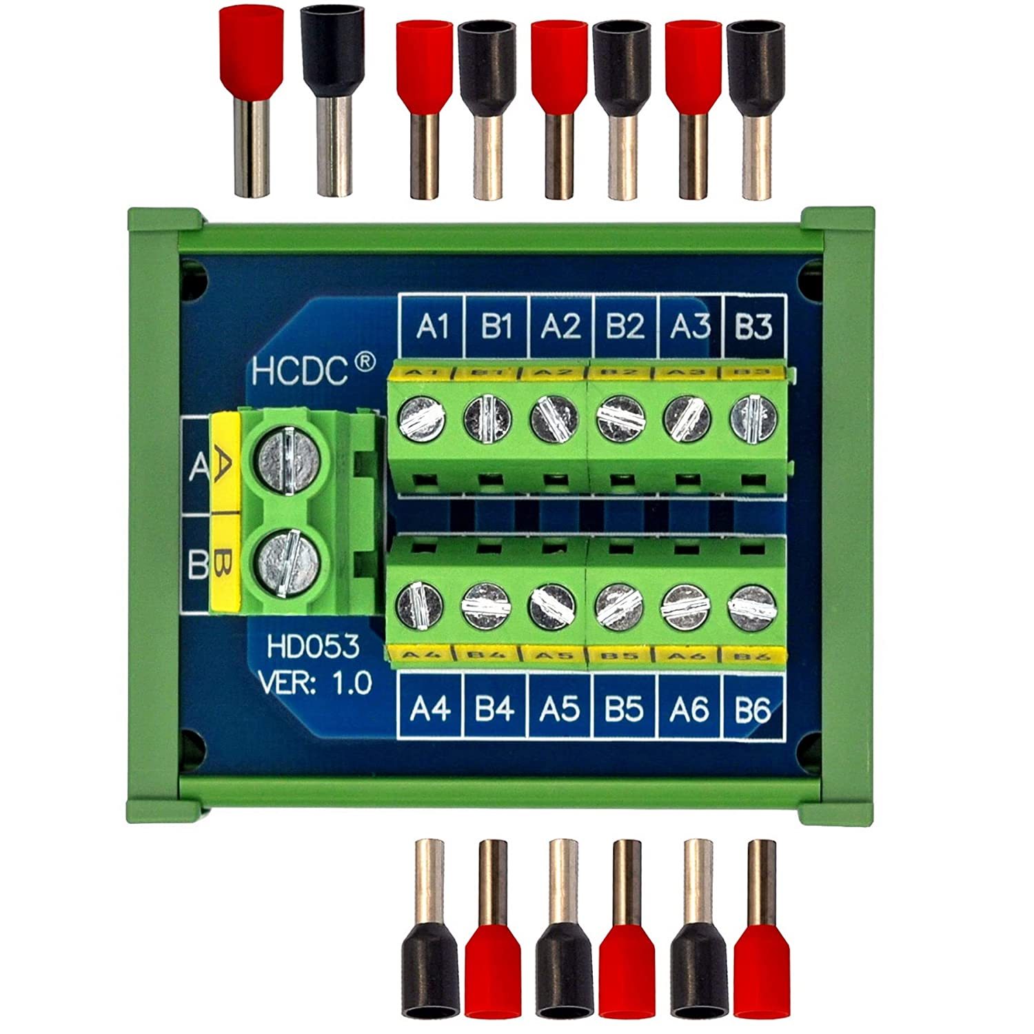 DIN Rail Mount 30Amp 48V 2x6 Position Screw Terminal Block Distribution Module