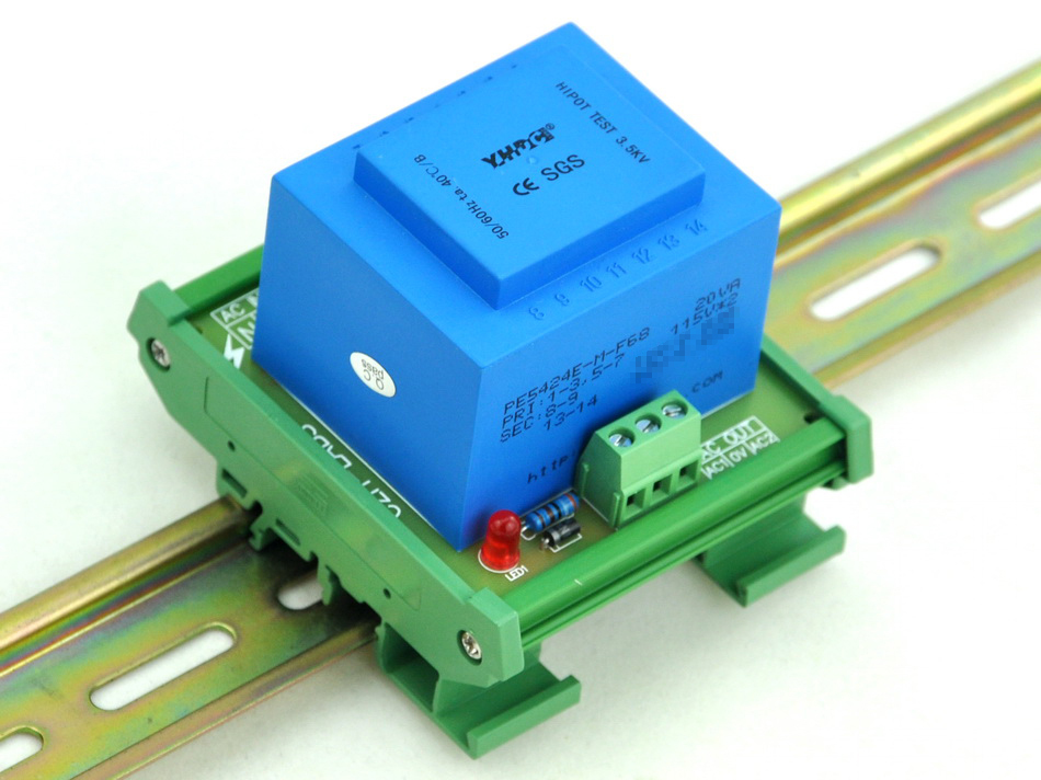 CZH-LABS P 230VAC, S 15VAC, 20VA DIN Rail Mount Power Transformer Module, D-1033T/P, AC15V .