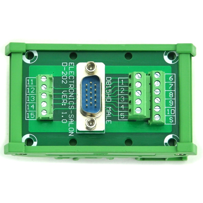 ELECTRONICS-SALON DIN Rail Mount D-SUB DB15HD Male Header Interface Module, DSUB Breakout Board.