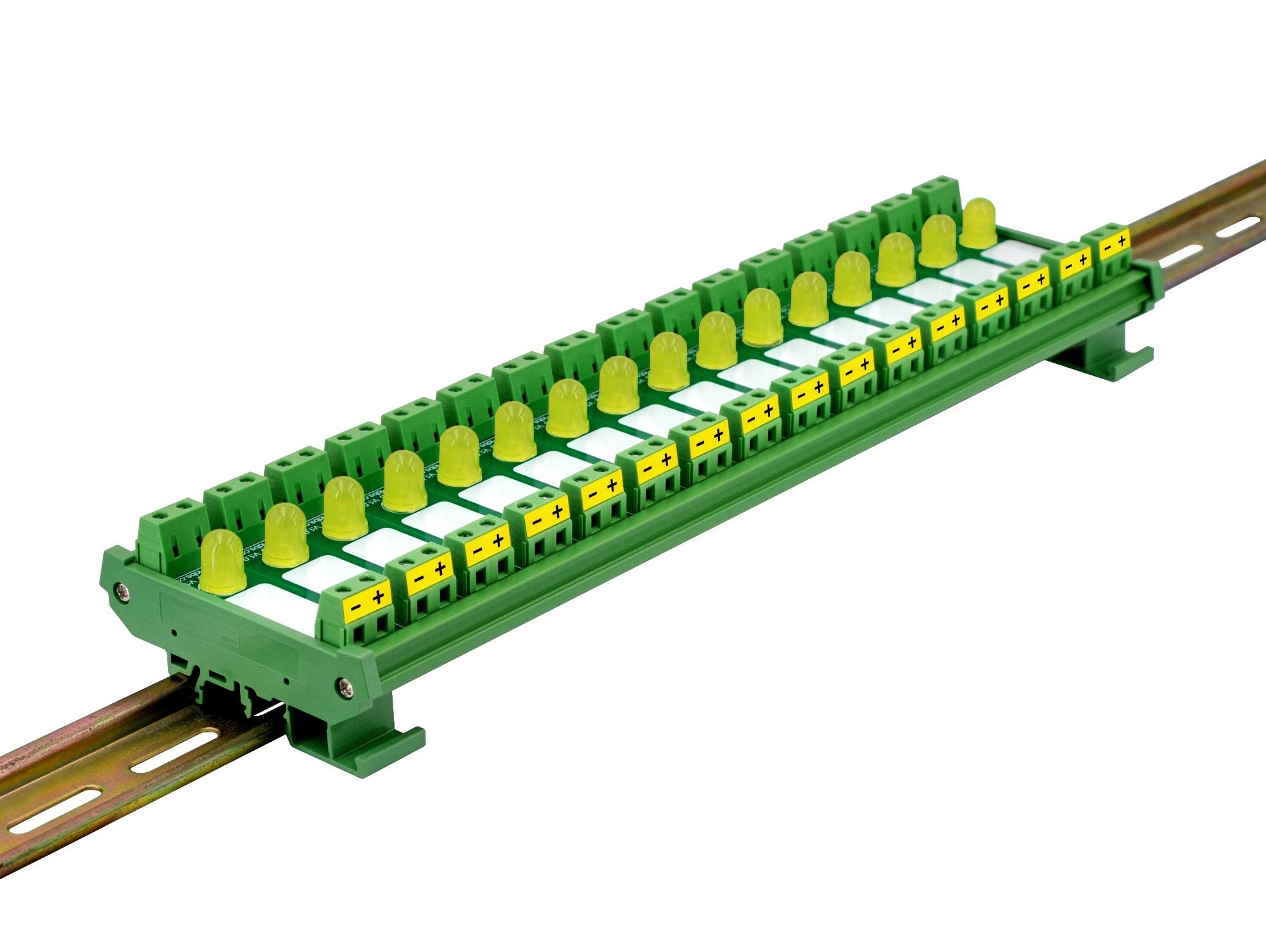 DIN Rail Mount DC 5-32V 16 Channel Yellow 10mm LED Indicator Light Module