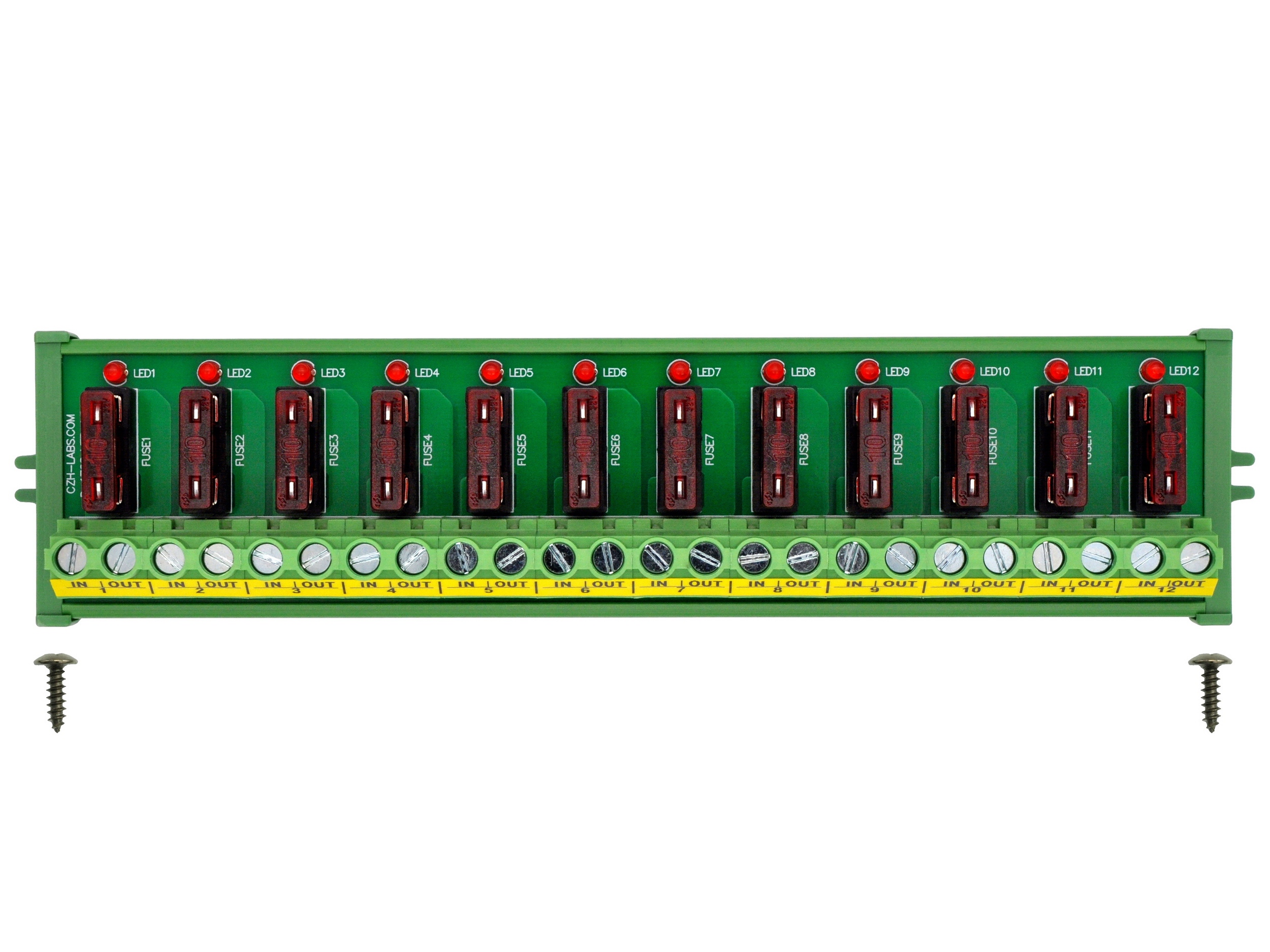 Screw Mount DC 5 - 32V 12 Channel ATO Fuse Module, CZH-LABS D-1708P/32V
