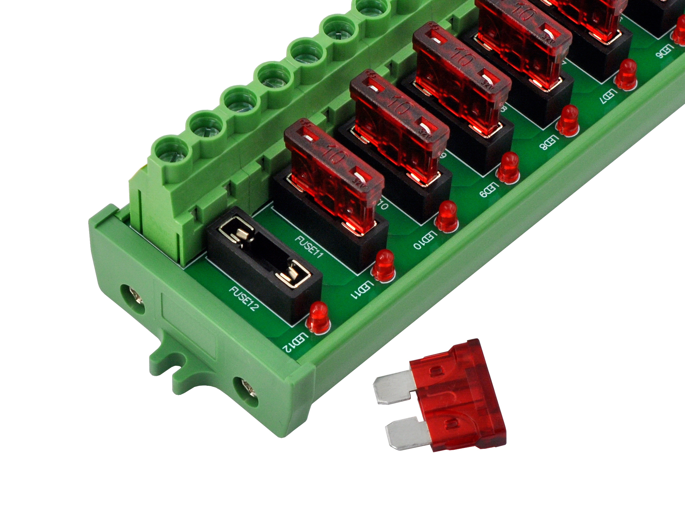 Screw Mount DC 5 - 32V 12 Channel ATO Fuse Module, CZH-LABS D-1708P/32V