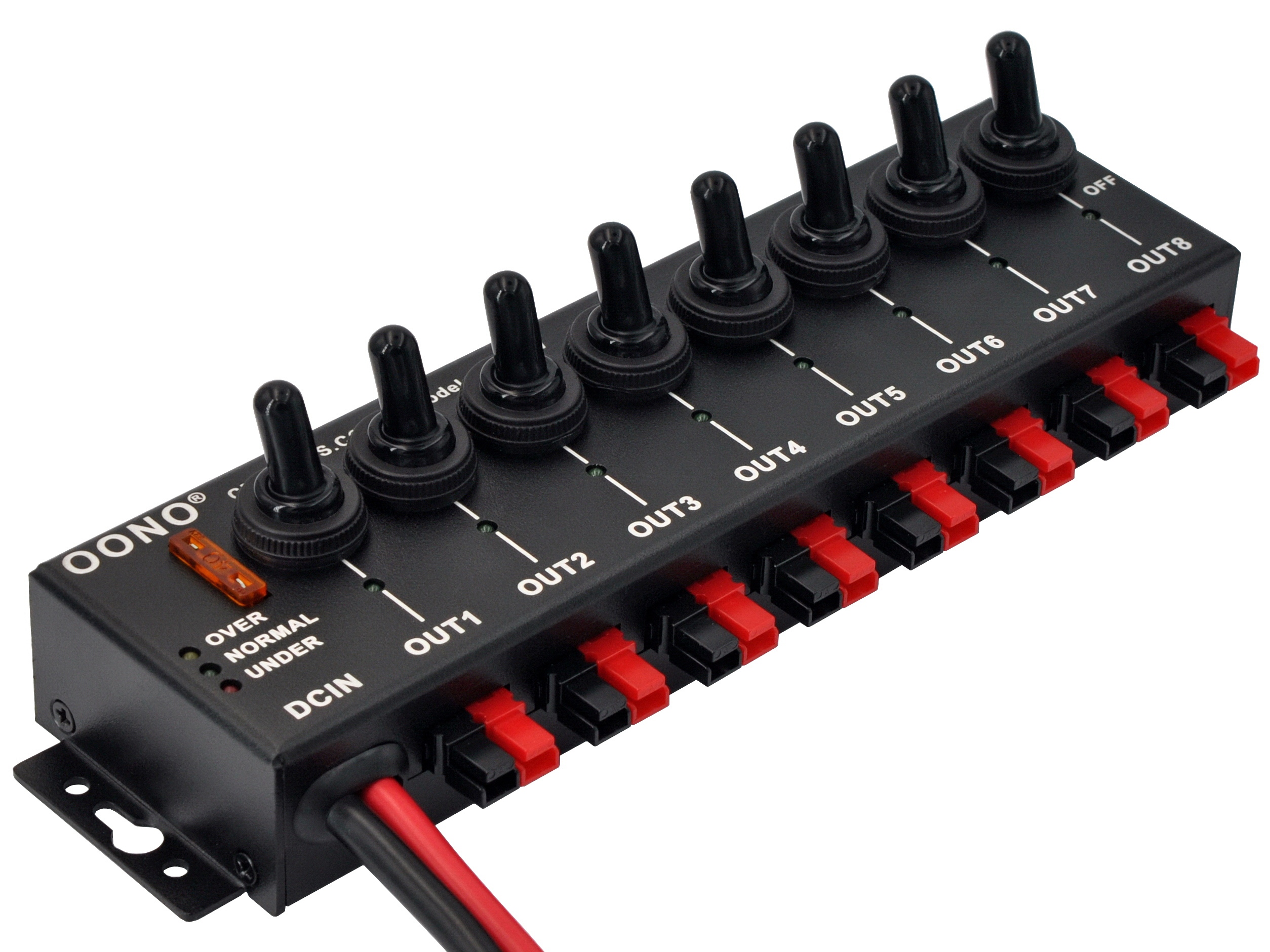 Wired 8 Channel Anderson Powerpole Connector Power Splitter Distributor Source Strip, with 8 Independent Control Switches