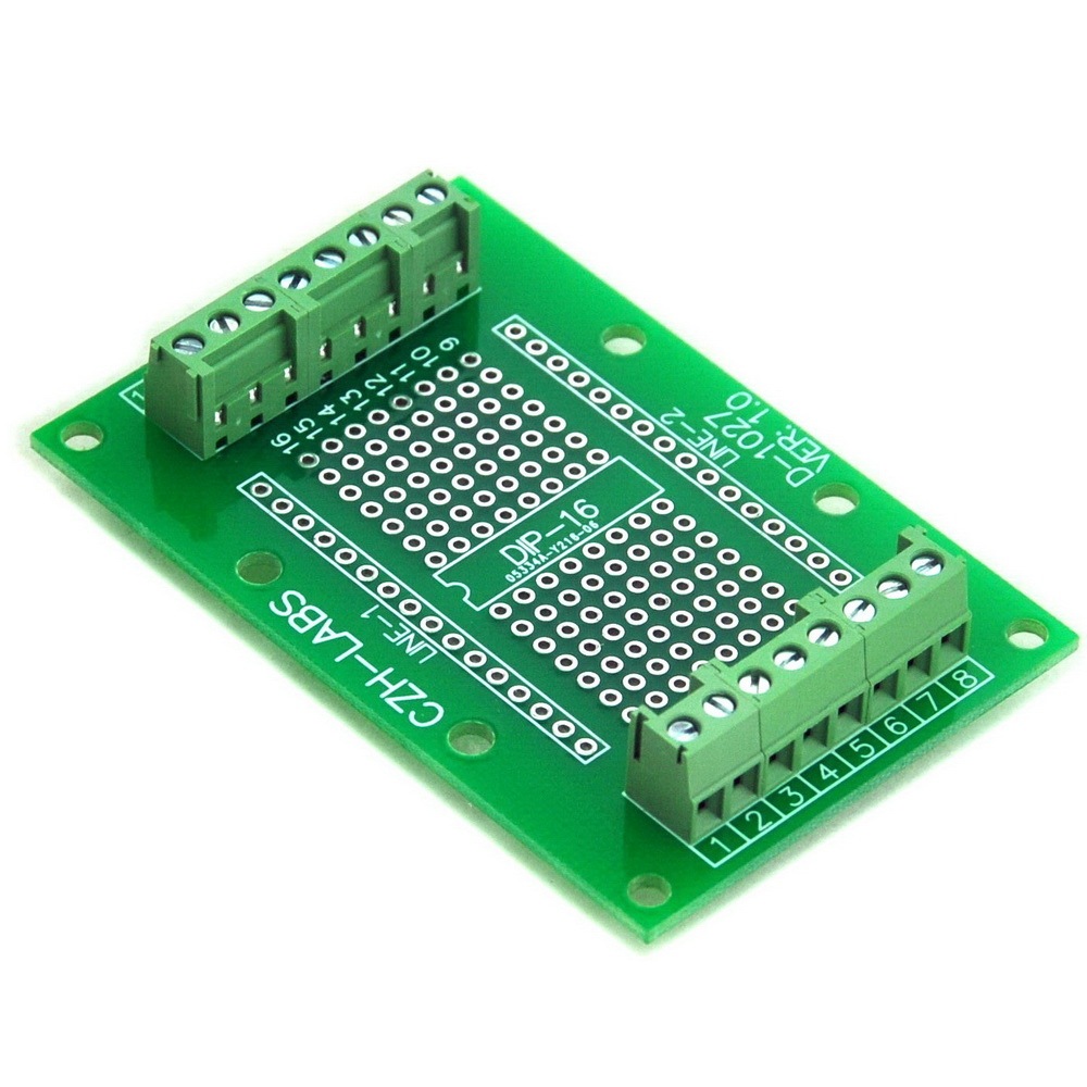 DIP-16 Component to Screw Terminal Block Adapter Board, DIP16 PCB.