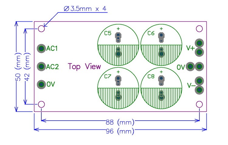 AudioWind Power Supply Board for Amplifiers, Max Out ±40V/10Amp.