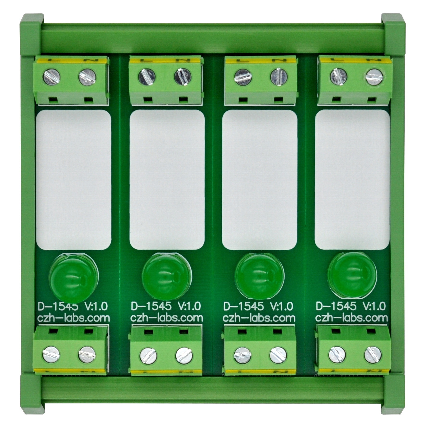DIN Rail Mount AC 60-280V 4 Channel Green 10mm LED Indicator Light Module