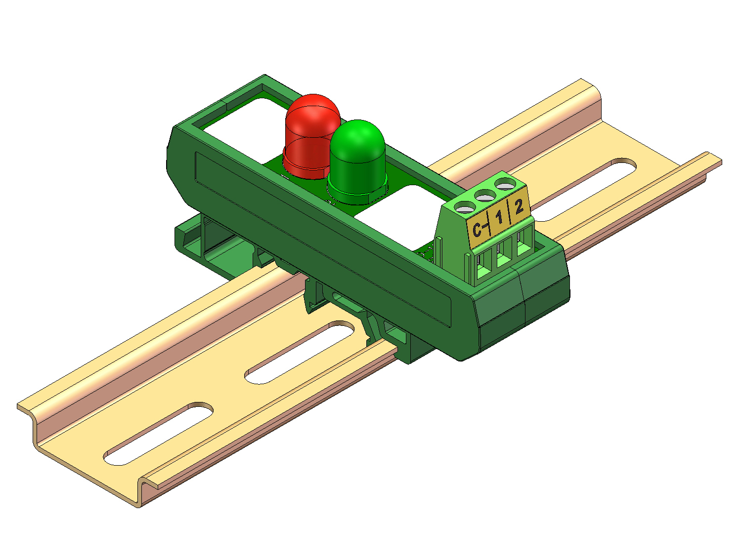 DIN Rail Mount DC 5-32V Common Negative Red-Green 10mm LED Indicator Light Module