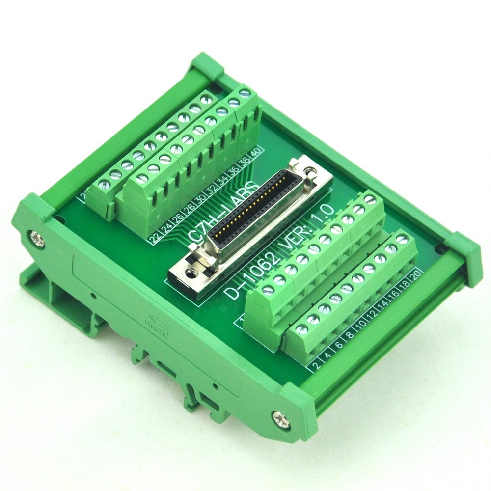 CZH-LABS DIN Rail Mount 40-pin 0.05" Mini D Ribbon/MDR Female Interface Module, SCSI.