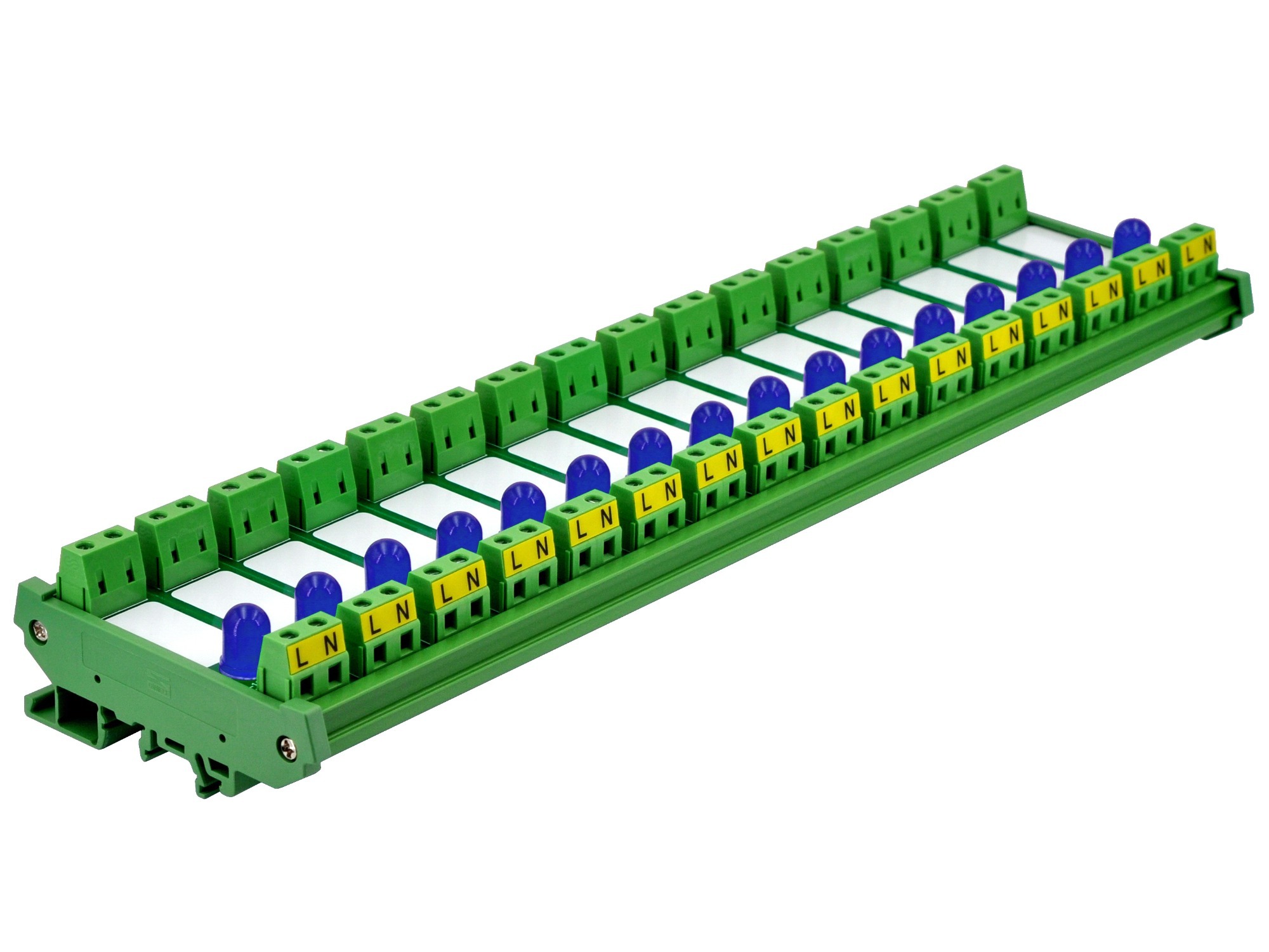 DIN Rail Mount AC 60-280V 16 Channel Blue 10mm LED Indicator Light Module