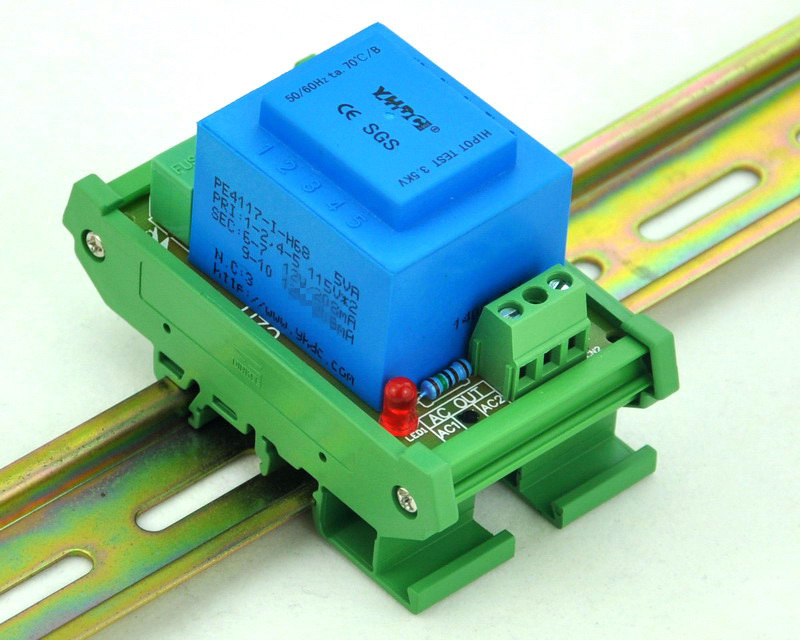 CZH P 230VAC, S 12VAC, 5VA DIN Rail Mount Power Transformer Module, D-1005T/J, AC12V.