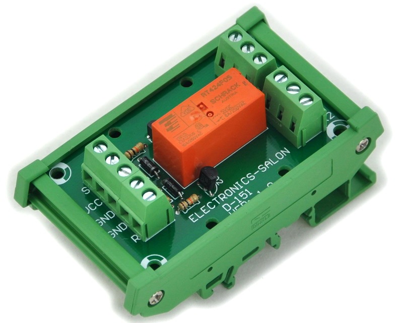 ELECTRONICS-SALON Bistable/Latching DPDT 8 Amp Relay Module, DC5V Coil, with DIN Rail Carrier Housing
