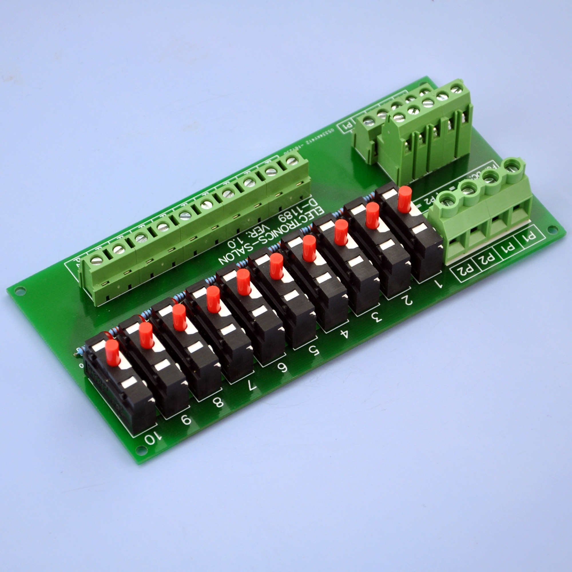Panel Mount 10 Position Thermal Circuit Breaker Power Distribution Module.