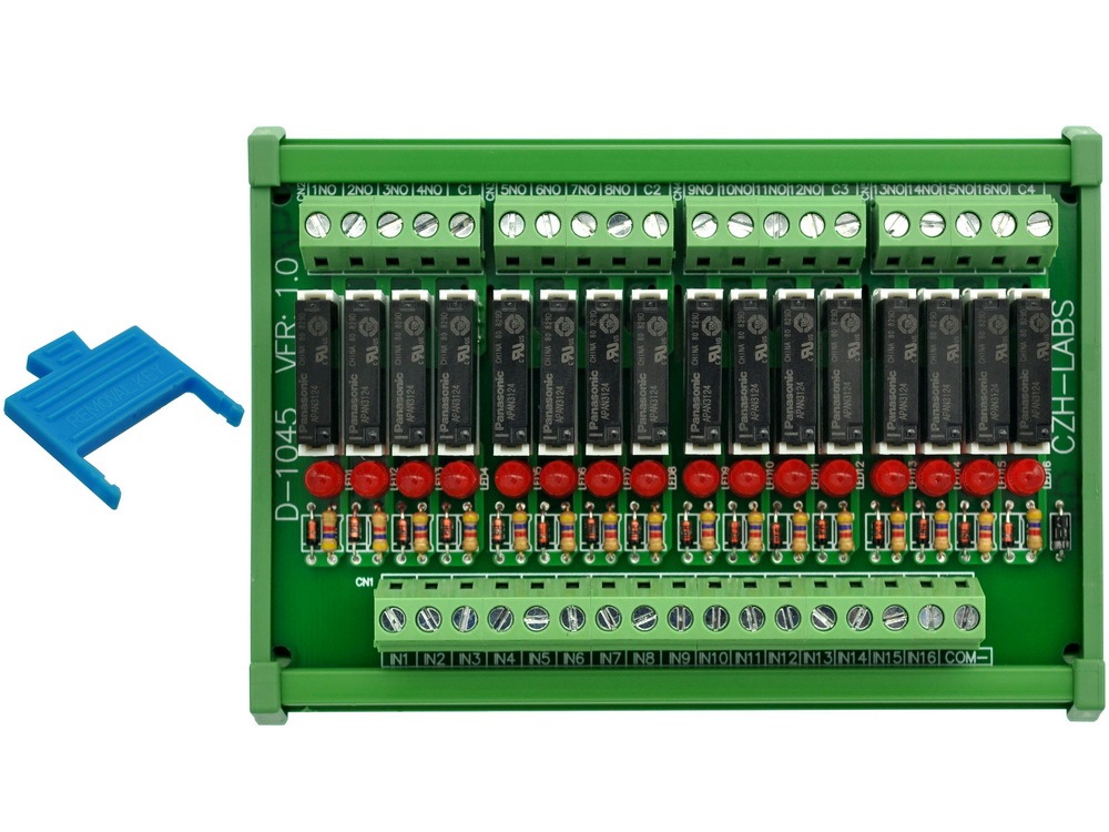 CZH-LABS Slim DIN Rail Mount DC24V Source/PNP 16 SPST-NO 5A Power Relay Module, APAN3124
