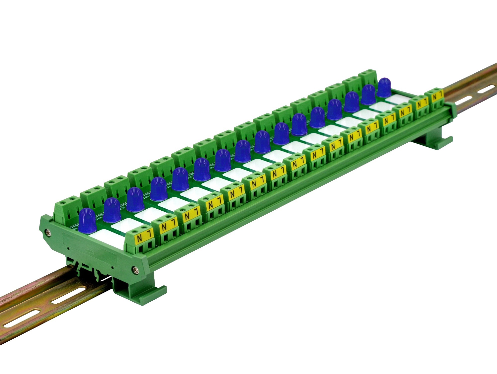 DIN Rail Mount AC 60-280V 16 Channel Blue 10mm LED Indicator Light Module