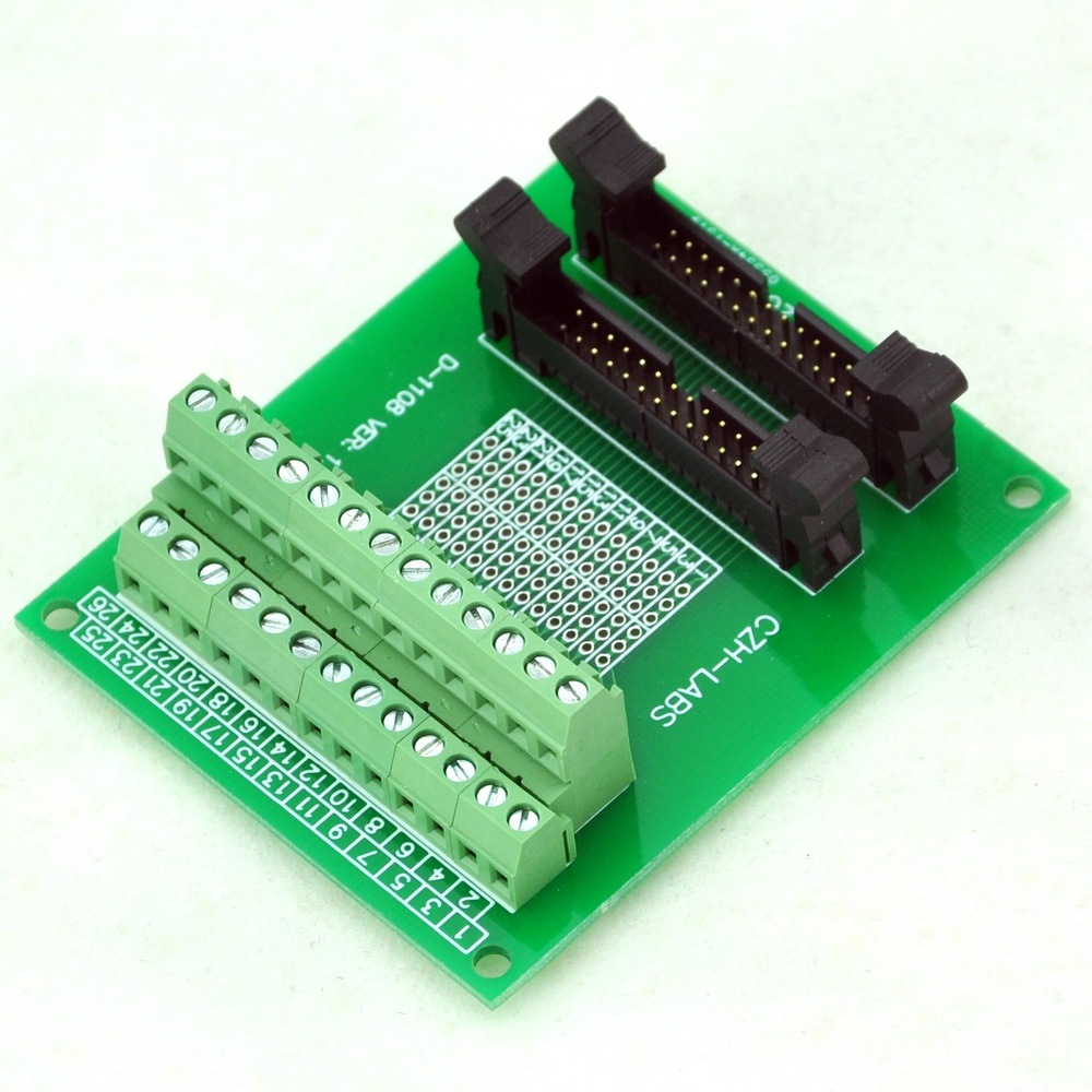 CZH-LABS Dual IDC-26 Pitch 2.0mm Male Header Terminal Block Breakout Board.
