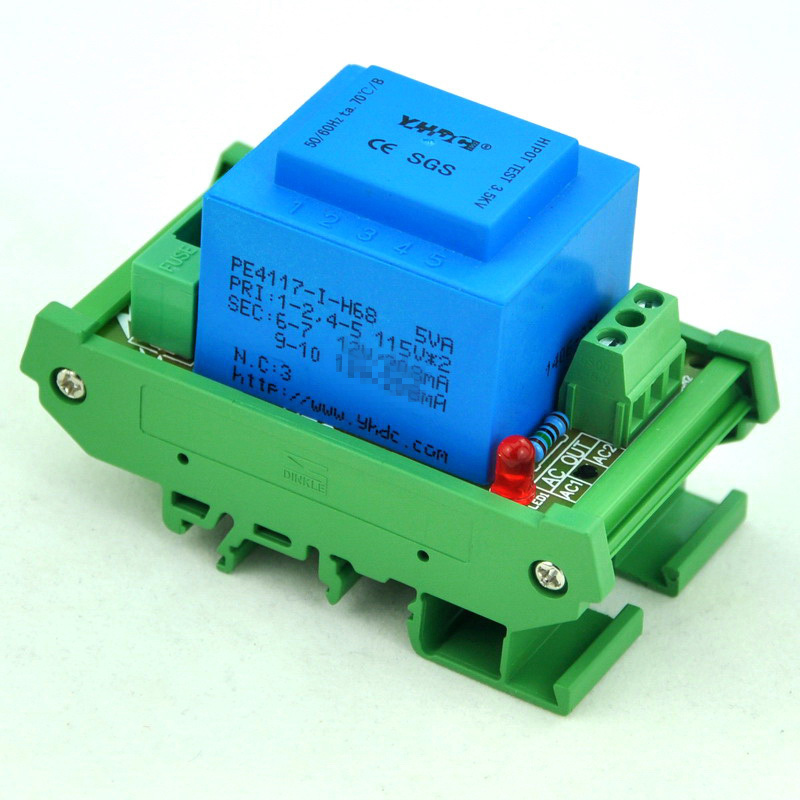 CZH P 230VAC, S 12VAC, 5VA DIN Rail Mount Power Transformer Module, D-1005T/J, AC12V.