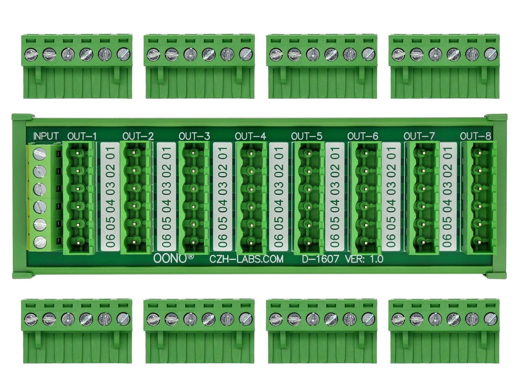 DIN Rail Mount 10A/300V 8x6 Pole Pluggable Screw Terminal Block Distribution Module