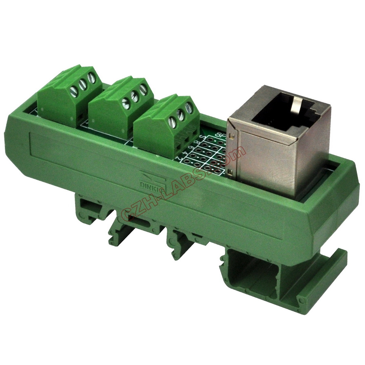 Slim DIN Rail Mount RJ45 8P8C Breakout Board Interface Module.
