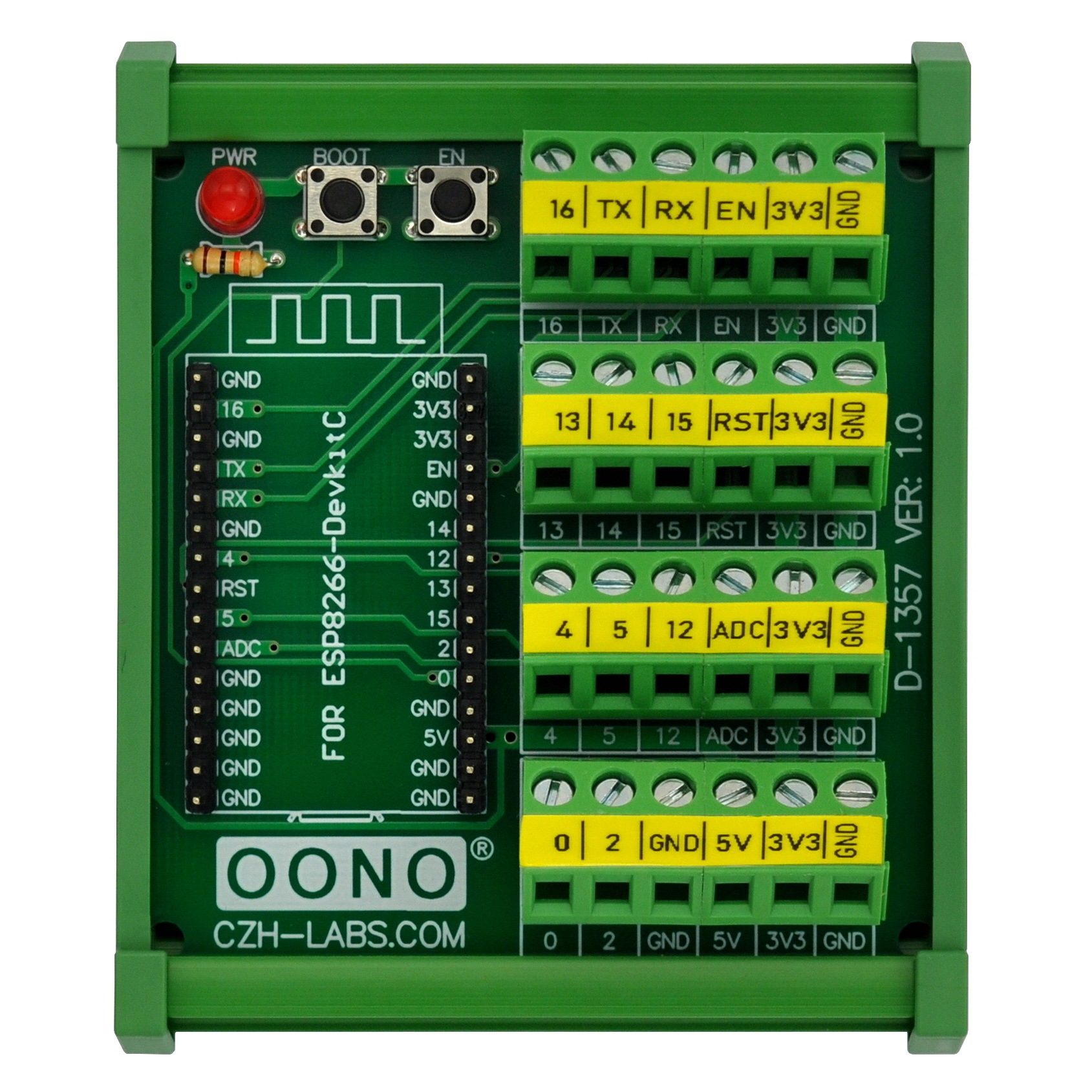 DIN Rail Mount Screw Terminal Block Breakout Module Board for ESP8266-DevKitC
