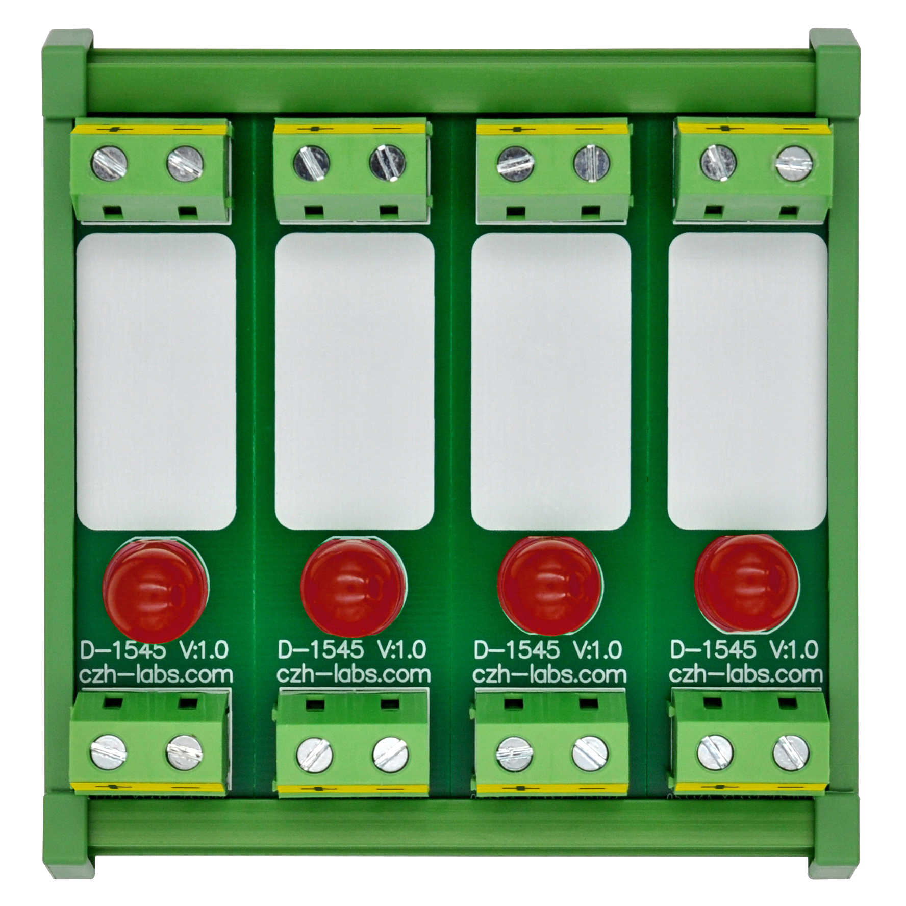 DIN Rail Mount DC 5-32V 4 Channel Red 10mm LED Indicator Light Module