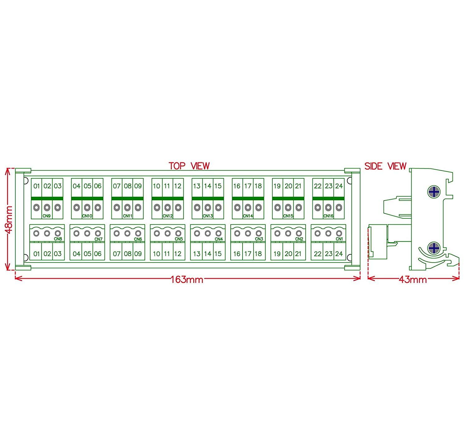ELECTRONICS-SALON DIN Rail Mount Pluggable Top Wiring 8x3 Pole 10A/300V Terminal Block Module.