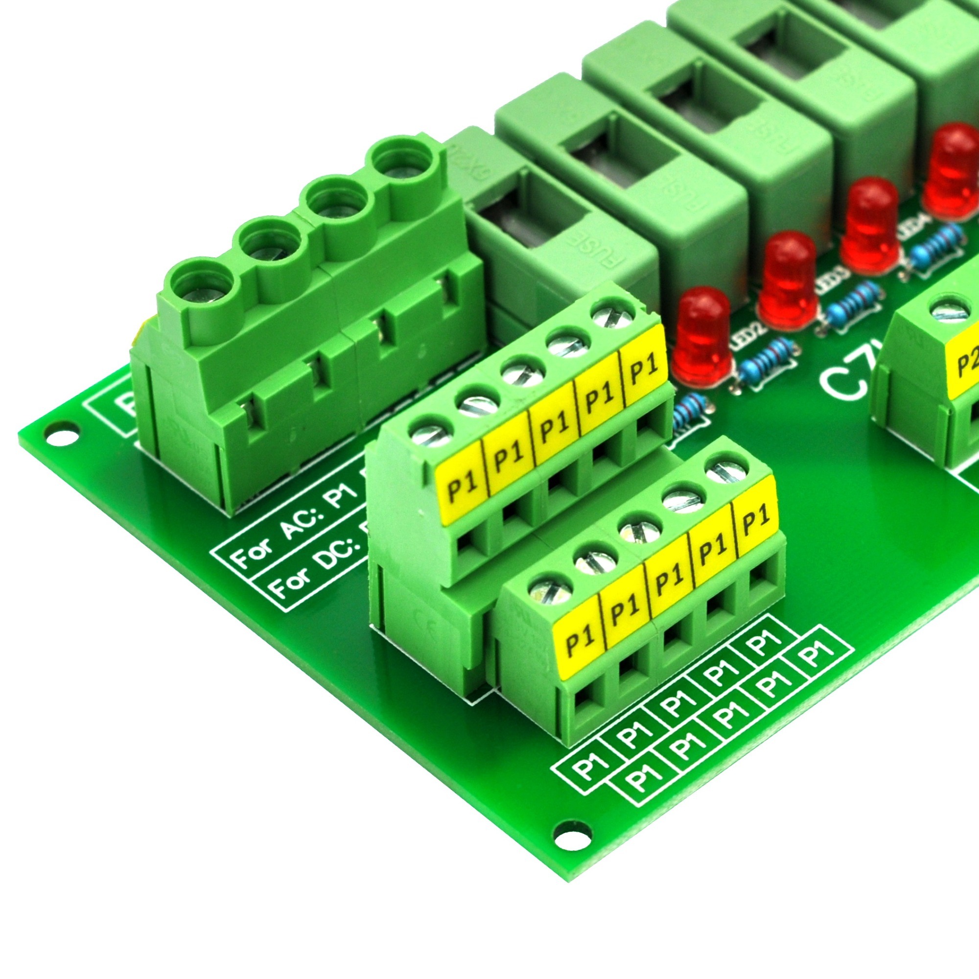 CZH-LABS AC/DC 5~48V Panel Mount 10 Position Power Distribution Fuse Module Board.