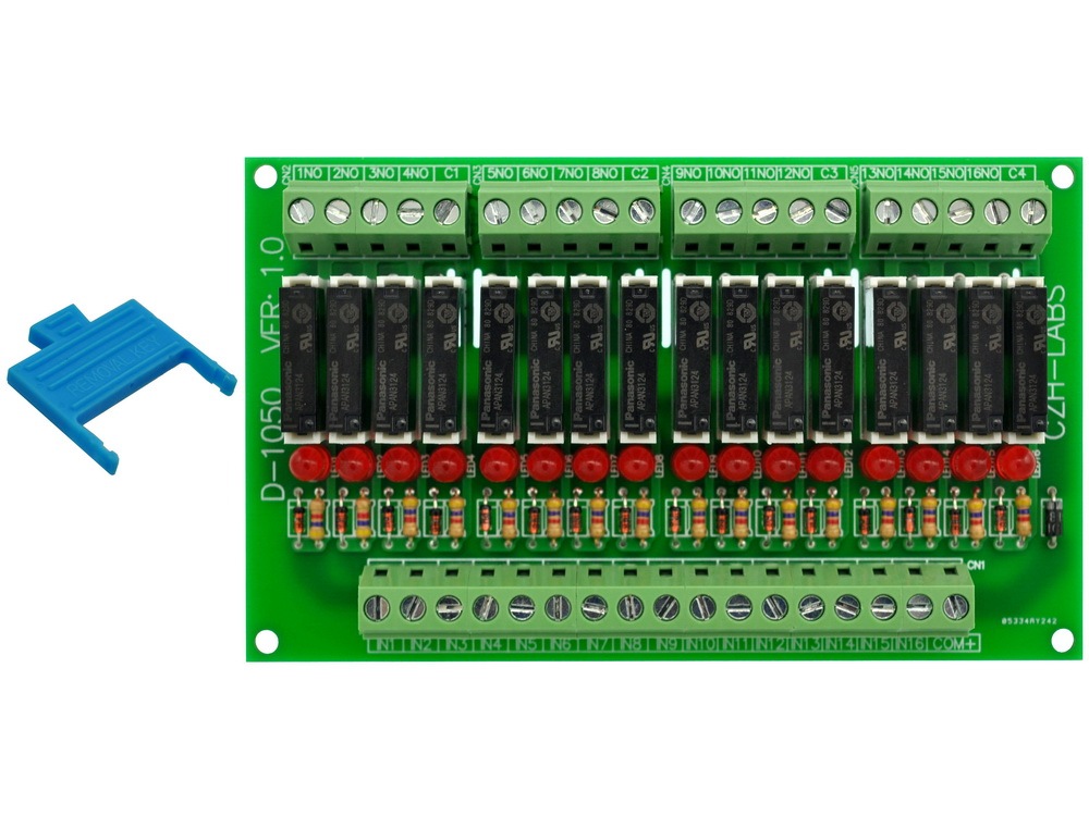 CZH-LABS Slim Panel Mount DC24V Sink/NPN 16 SPST-NO 5A Power Relay Module, APAN3124