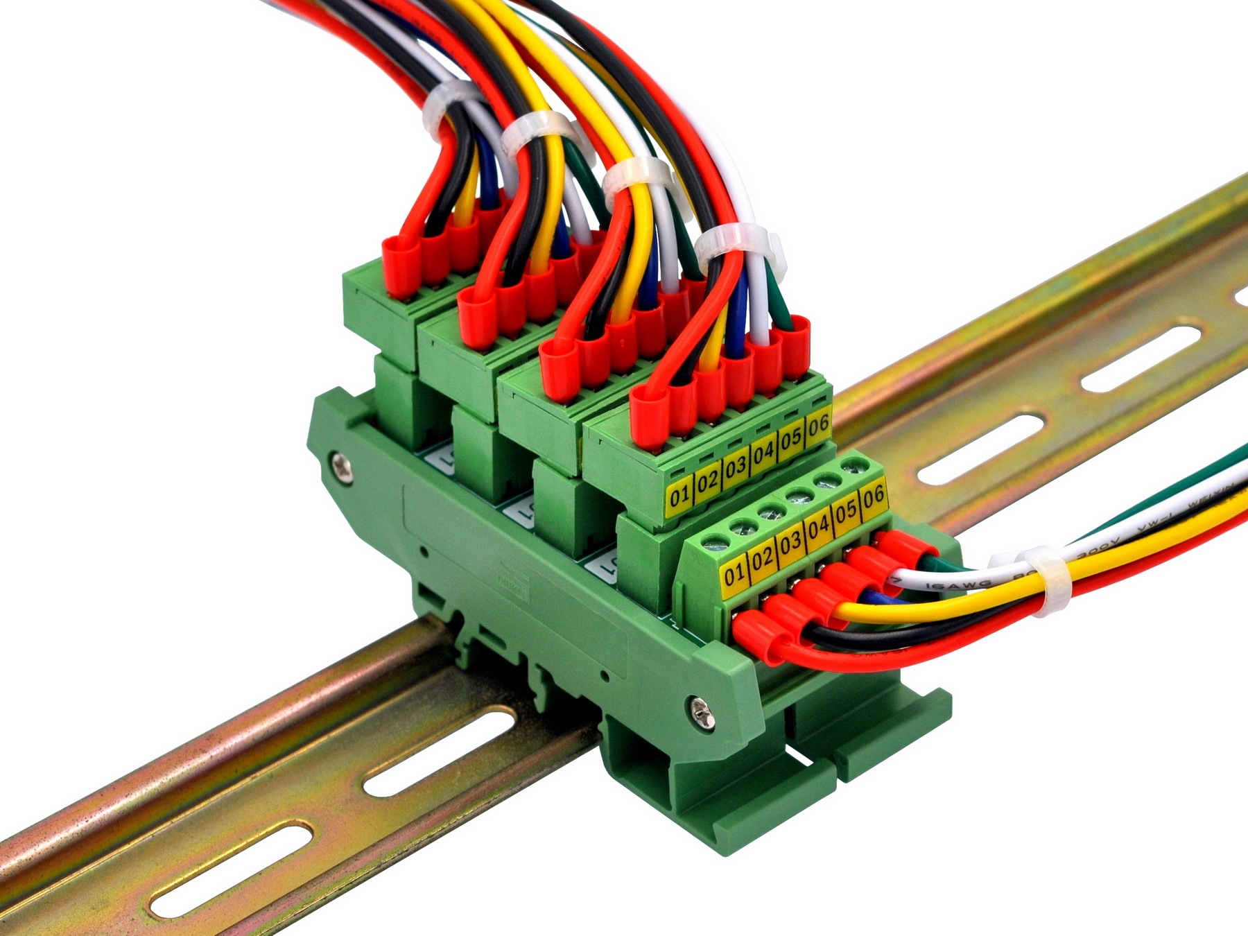 Slim DIN Rail Mount 10A/300V 5x6 Position Pluggable Screw Terminal Block Distribution Module