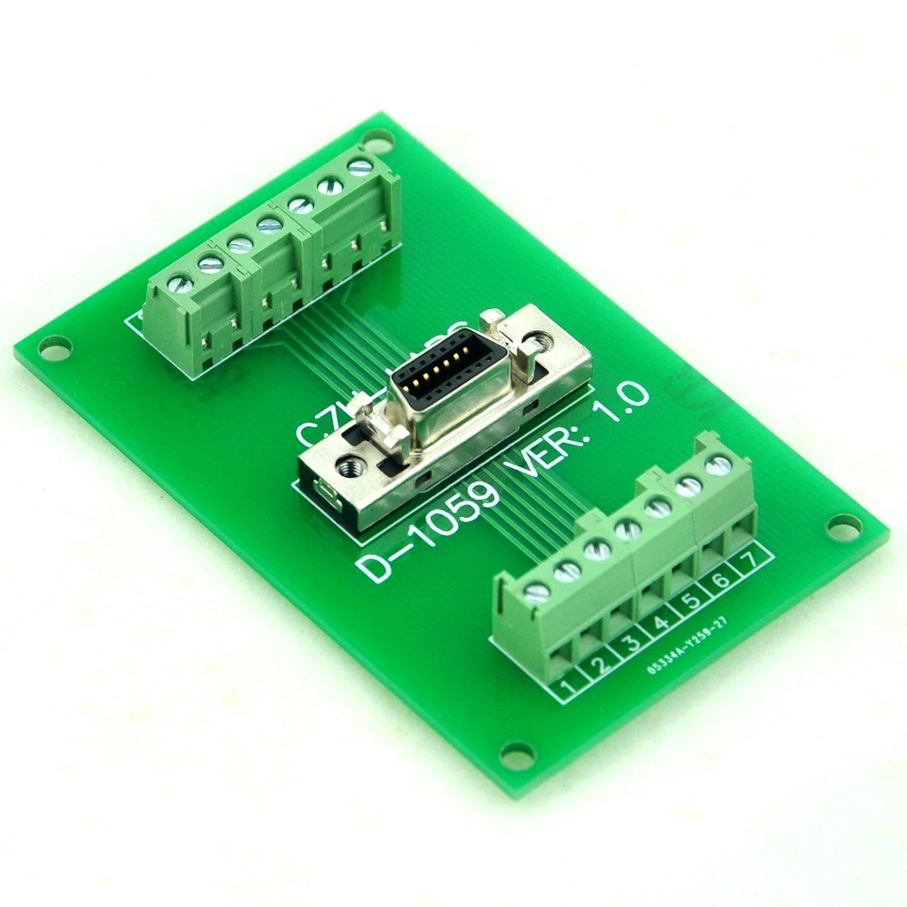 CZH-LABS 14-pin 0.05" Mini D Ribbon/MDR Female Breakout Board, SCSI, Terminal Module.