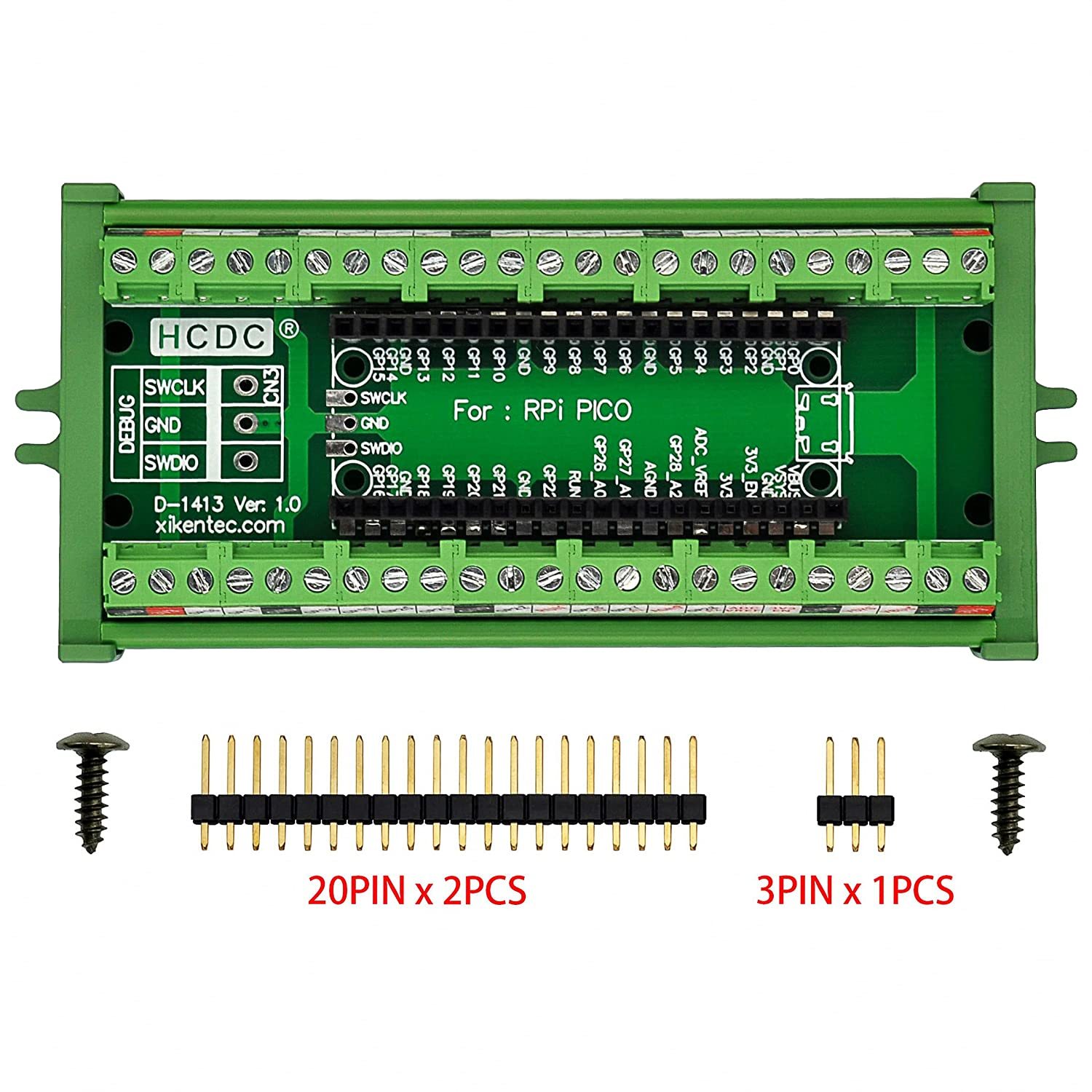 Terminal Block Breakout Module for Raspberry Pi Pico (Screw Mount)
