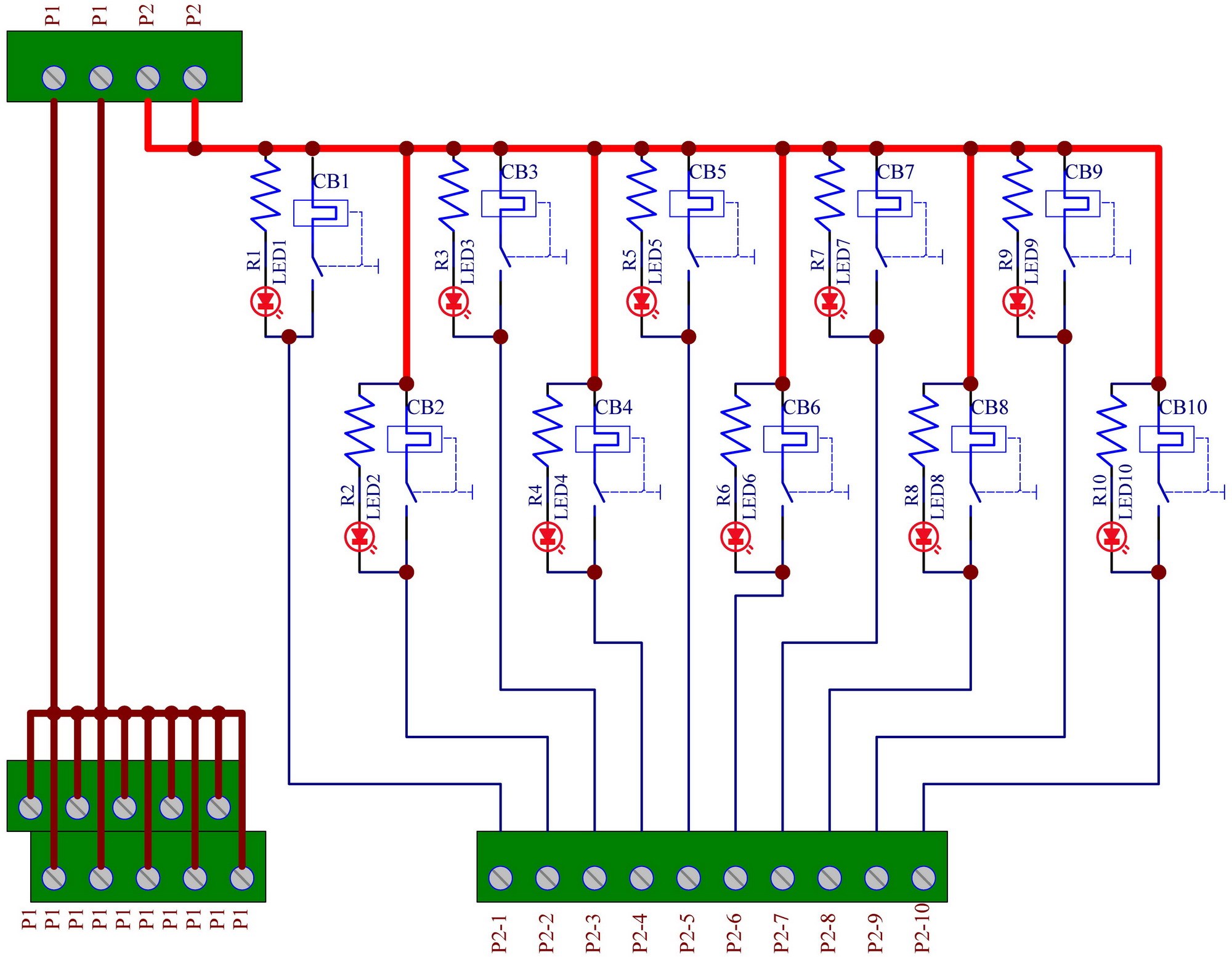 Panel Mount 10 Position Thermal Circuit Breaker Power Distribution Module.